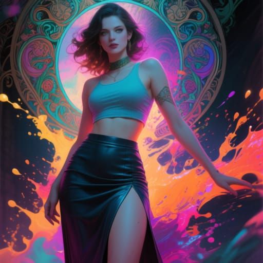 Woman in Modern Outfit, Digital Art