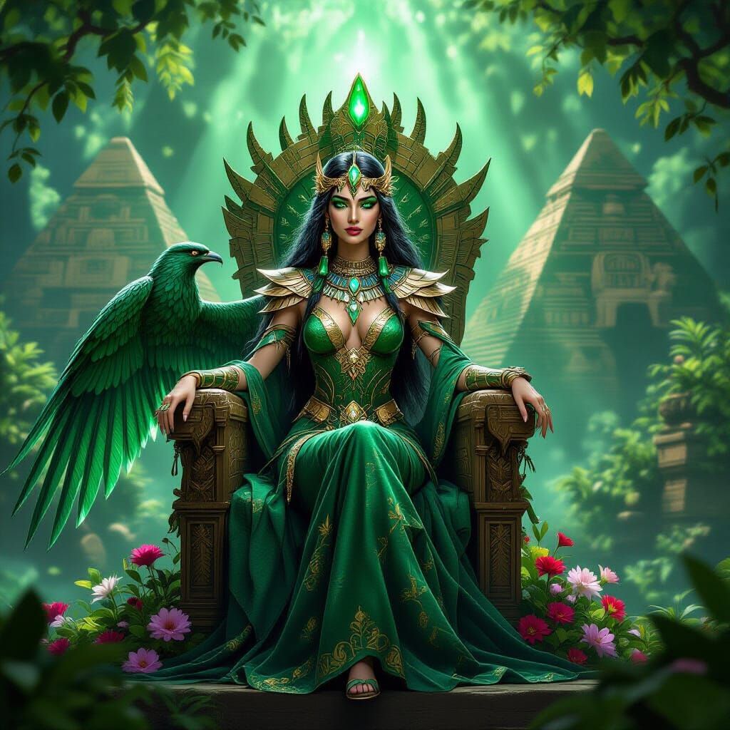 Emerald Lady and Guardian of the Green Temple in Cyberpunk S...