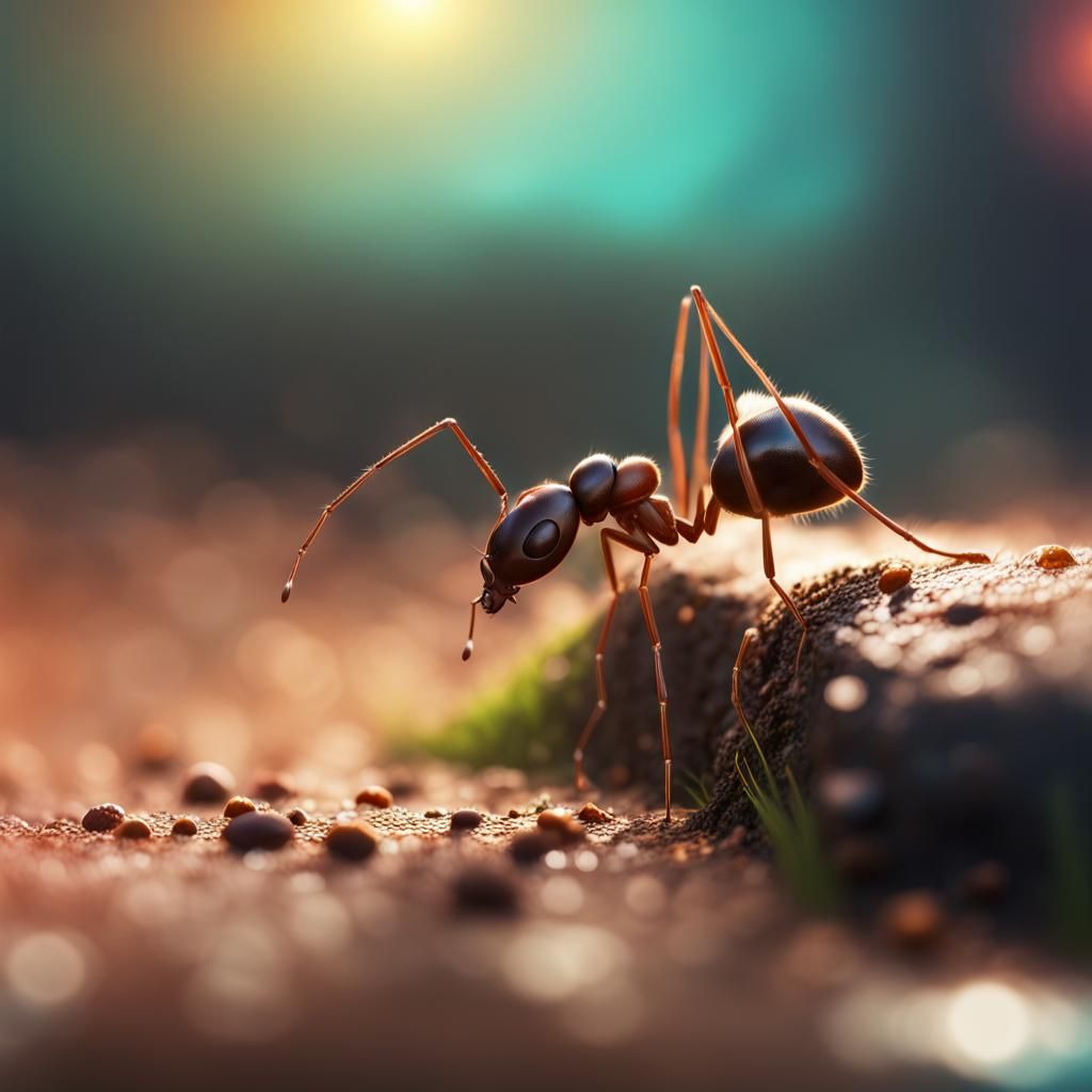 Ant's-Eye View: Hyperrealistic Ground Level Perspective