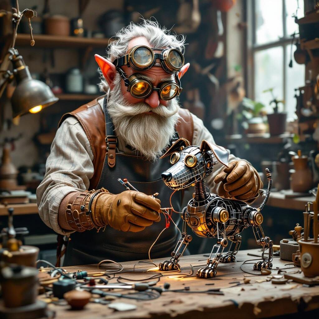 Gnome Tinkerer Creates Steampunk Robot Dog