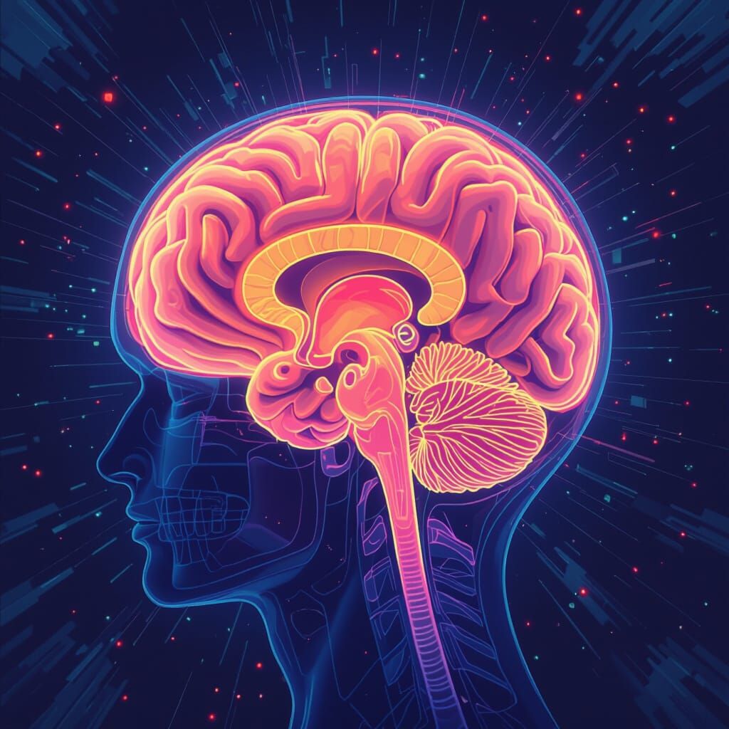 Vibrant MRI Brain Scan Inspired by Digital Art