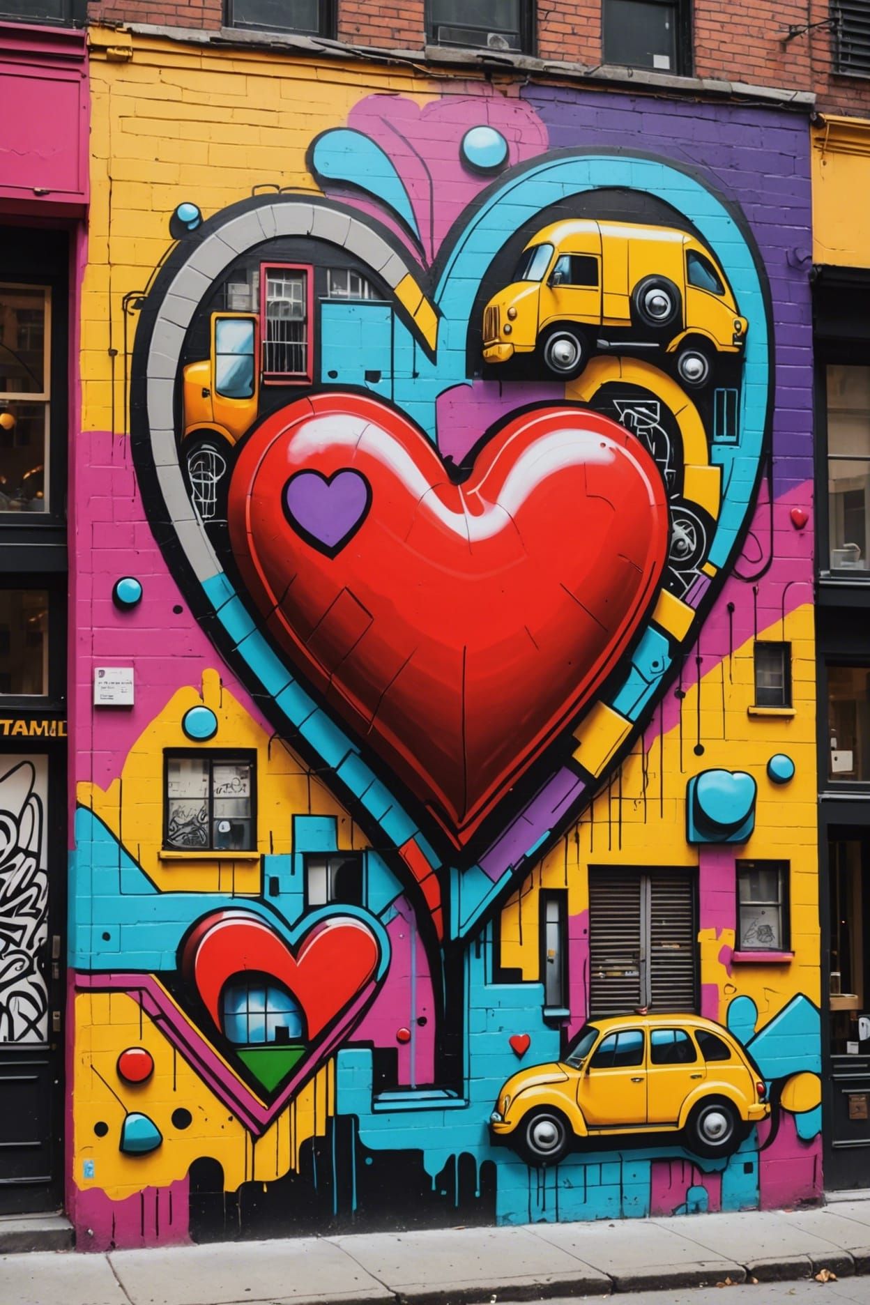 Graffiti Heart in Surreal Abstract NYC World