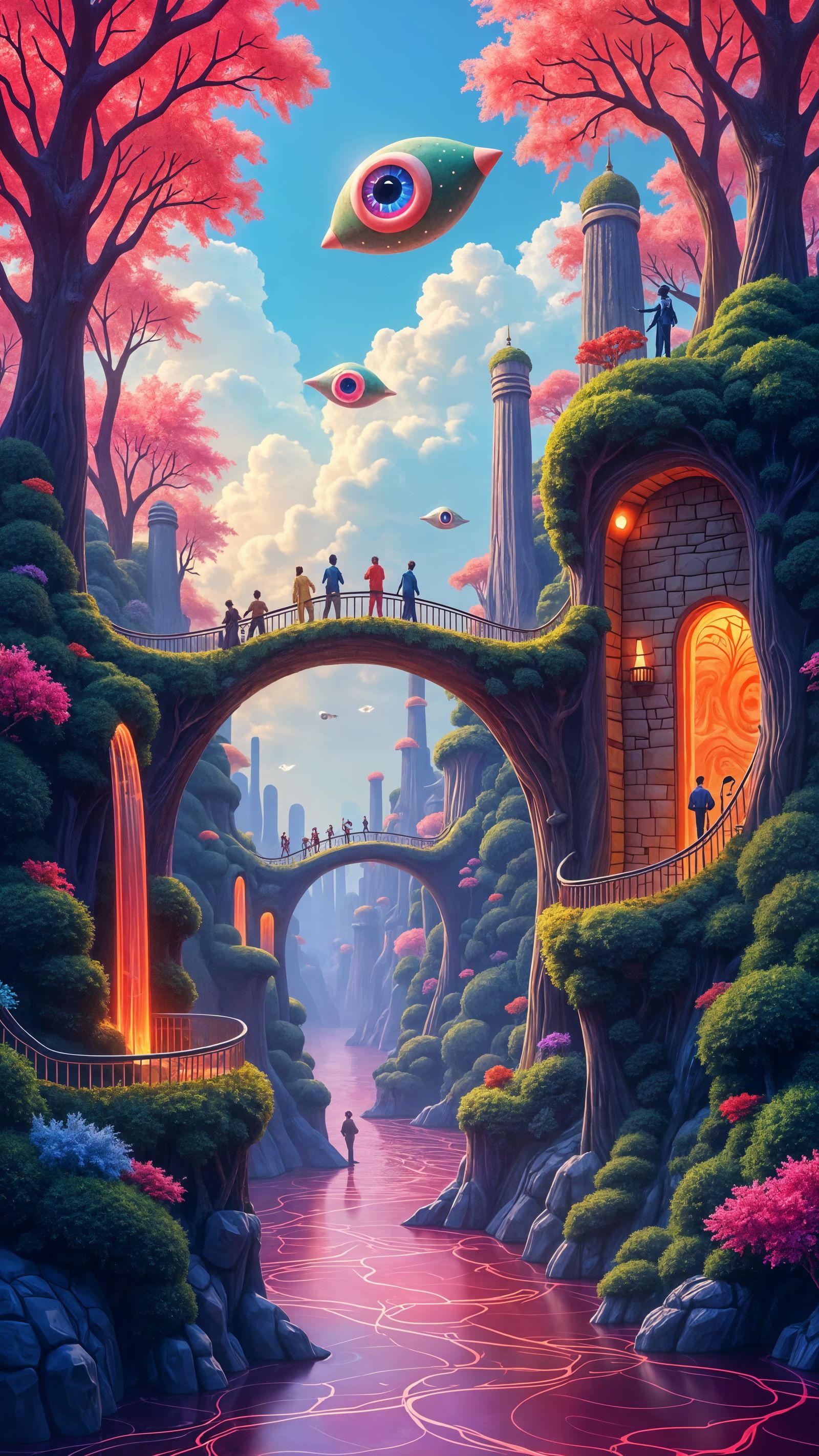 Vivid Neo-Baroque Fairy Forest with Eyeball Airships