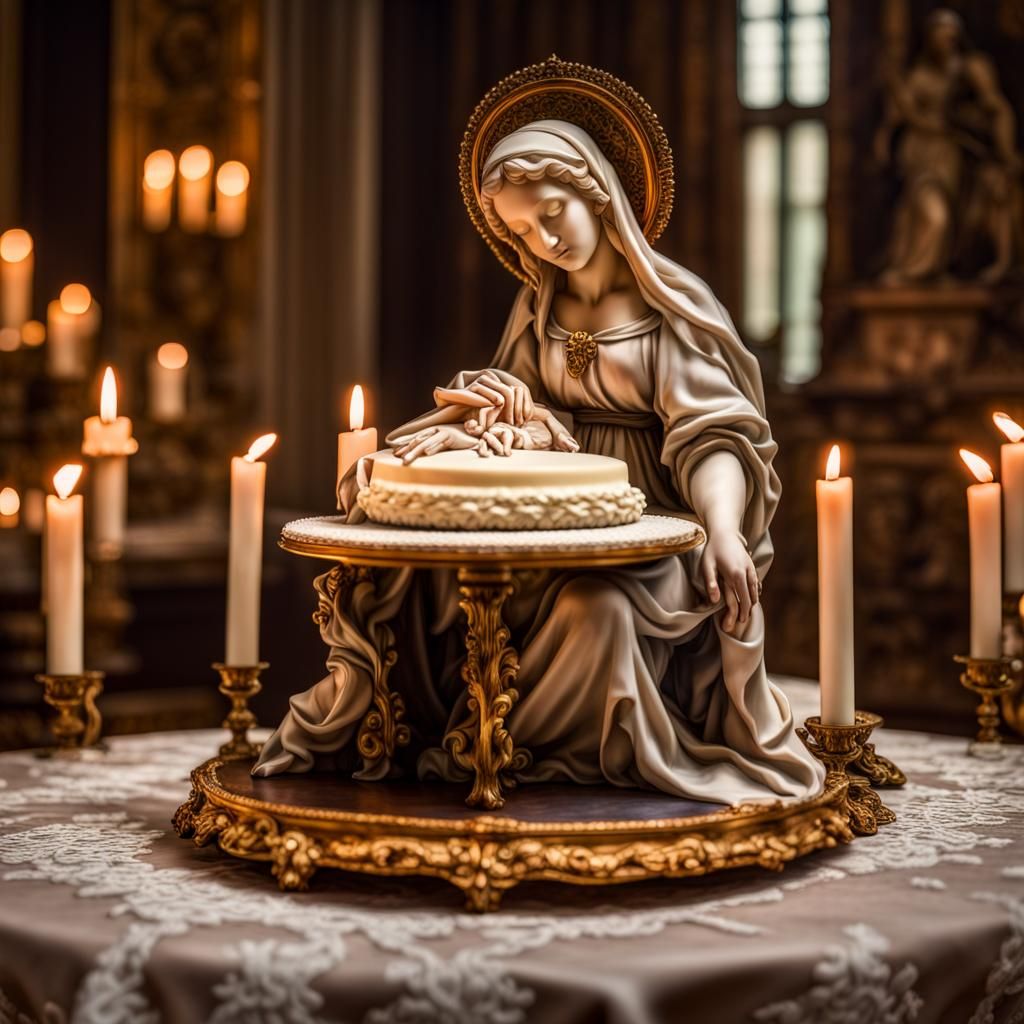 Cake Sculpture of Madonna della Pietà in Renaissance Style