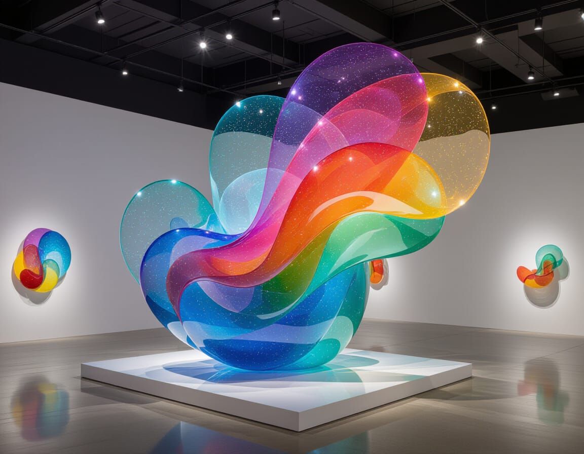 Glass Nebula Sculpture Flows into Cosmos