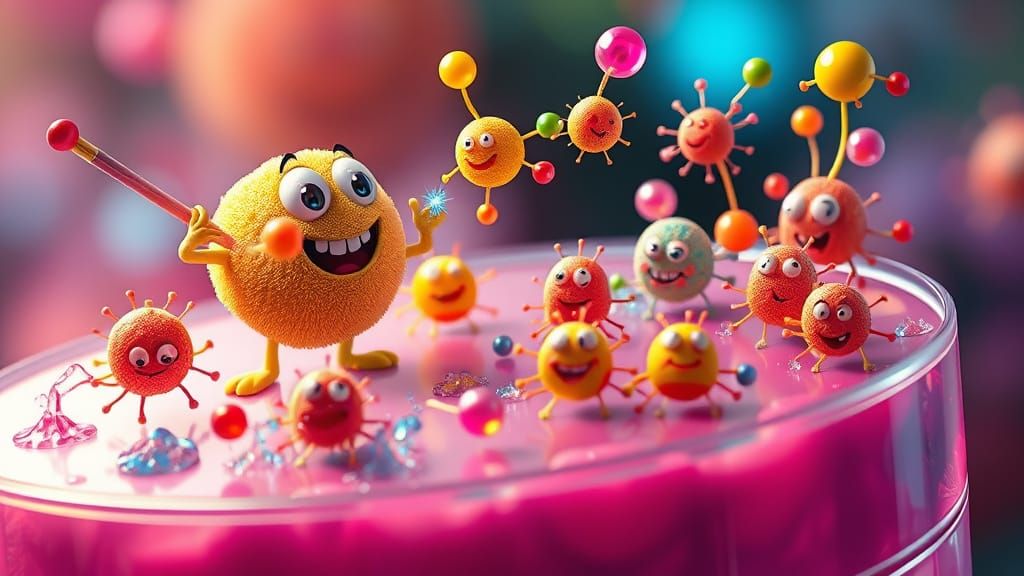 Funny Microbes Paint and Dance in Vibrant Digital Art