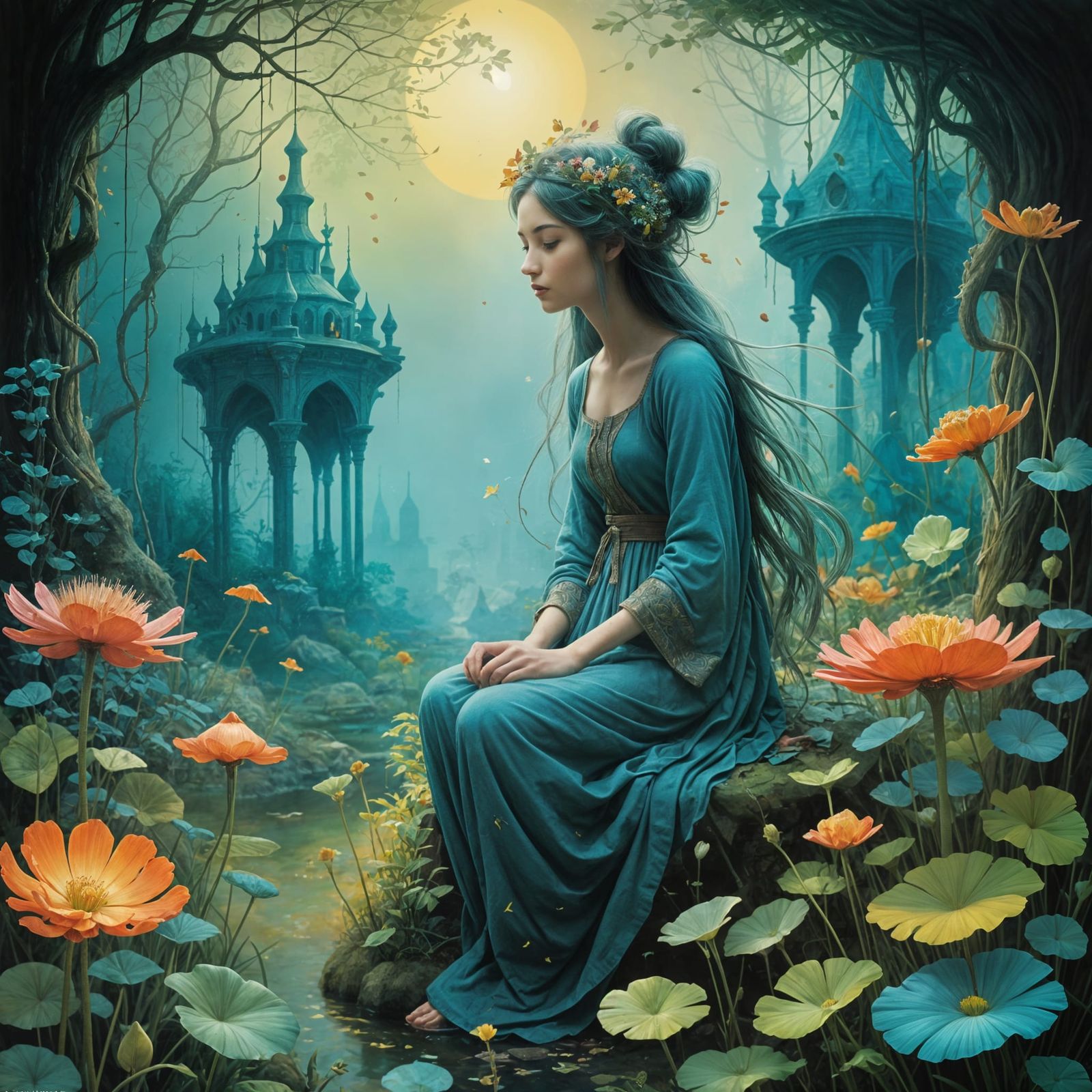 Dreamy Window Scene in Pastel Colors