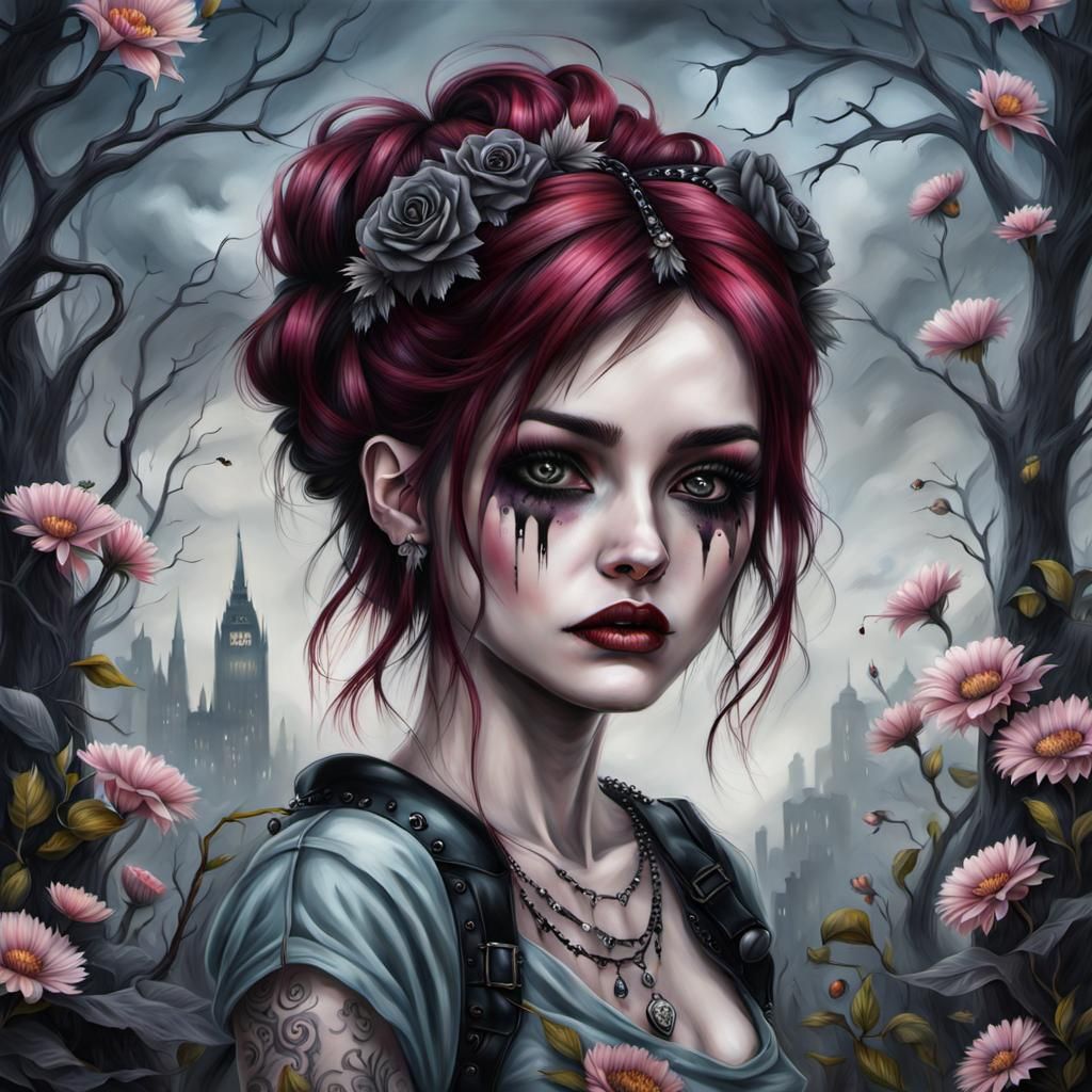 Hyperrealistic Goth Girl Portrait