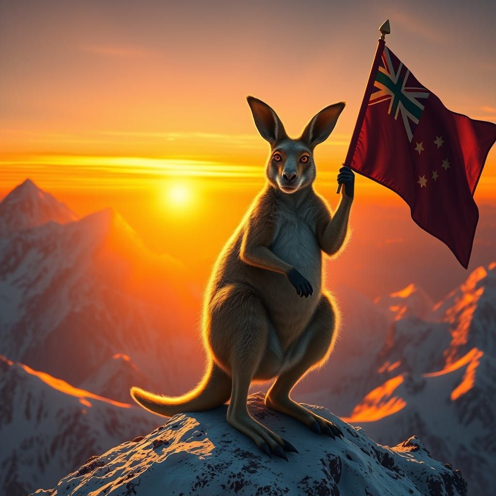 Majestic Kangaroo on Mount Everest Sunset