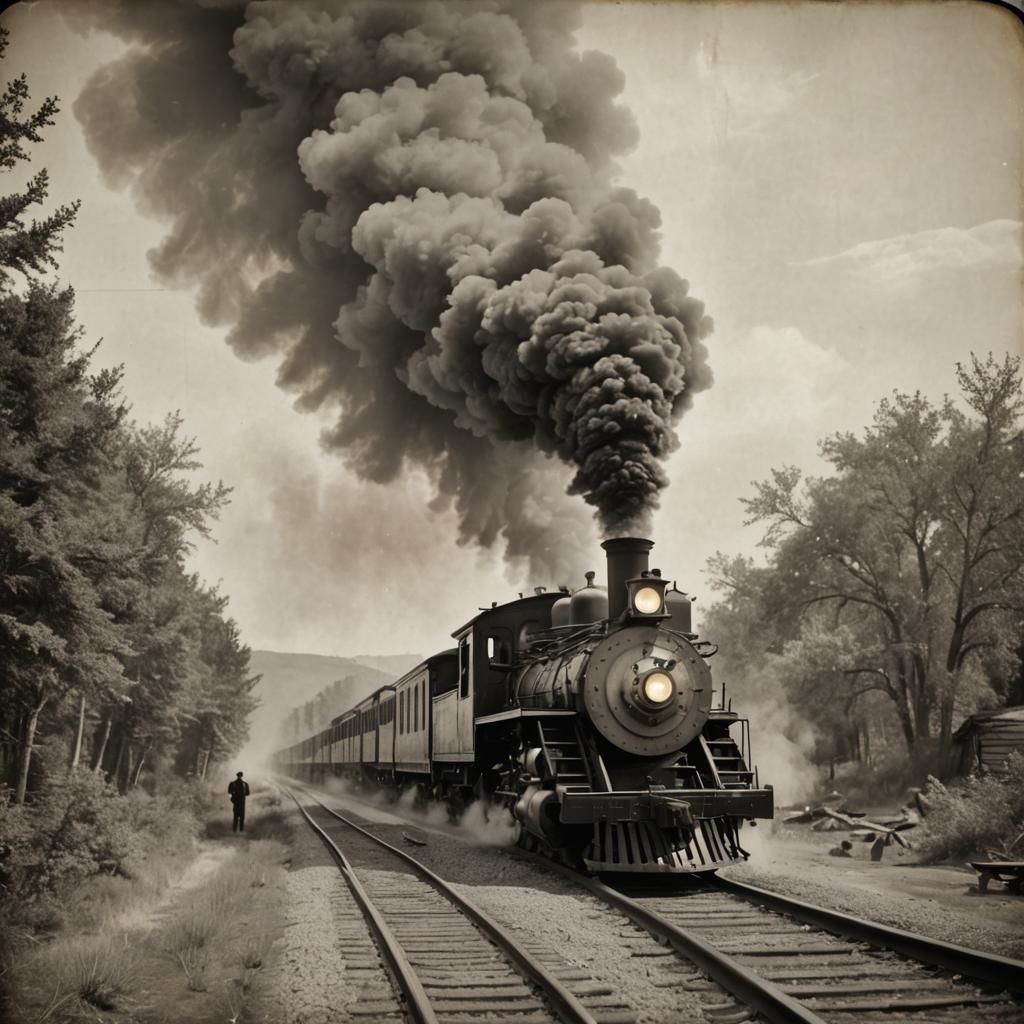 1850s Frontier Steam Train Daguerreotype Photograph