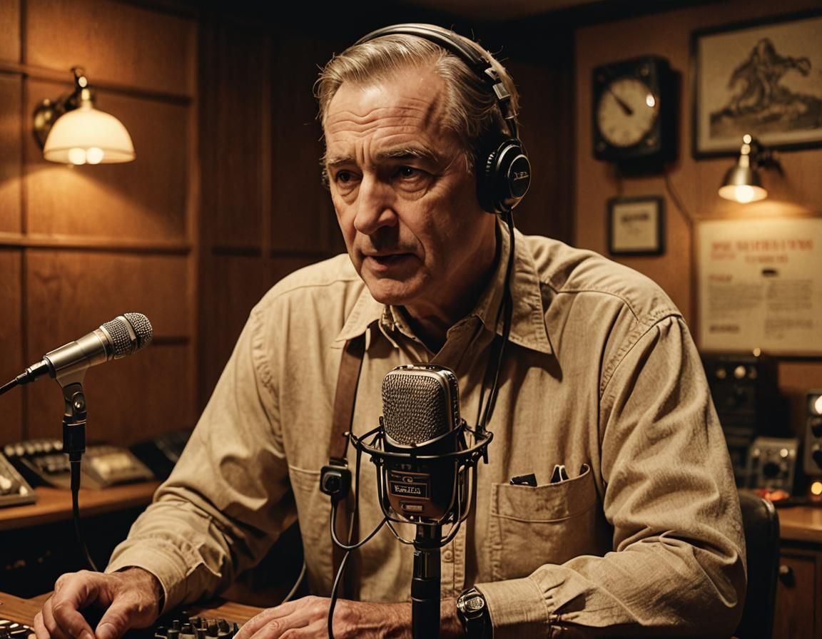 Retro Radio Broadcast with Mike David in Sepia Tones