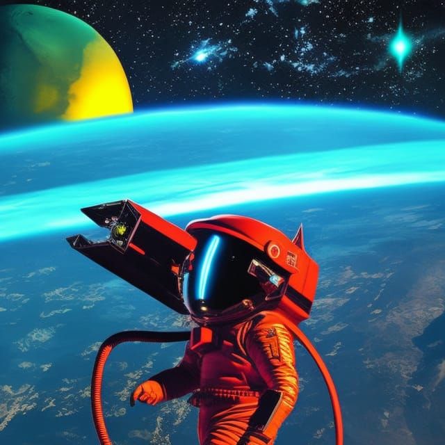 Animal Astronaut in Space: Collage Art