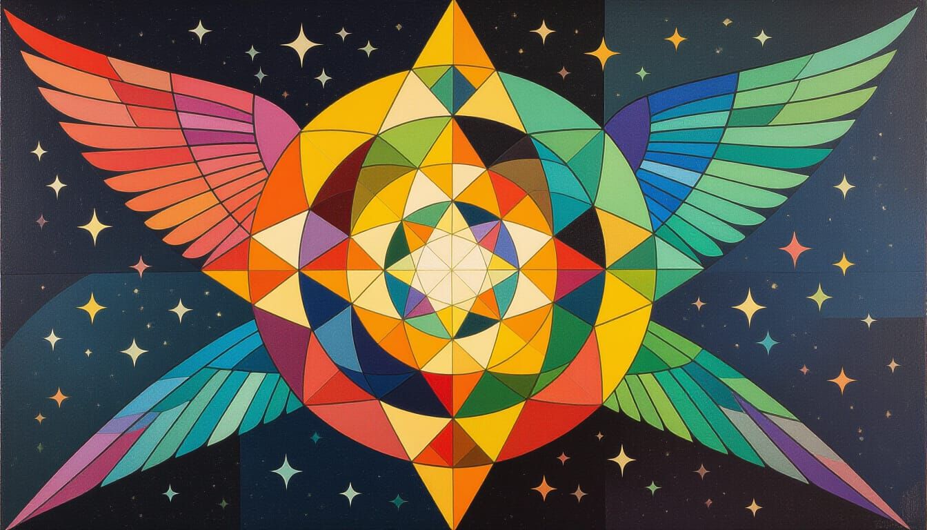 Sacred Geometry Fantasycore in Crayon Style