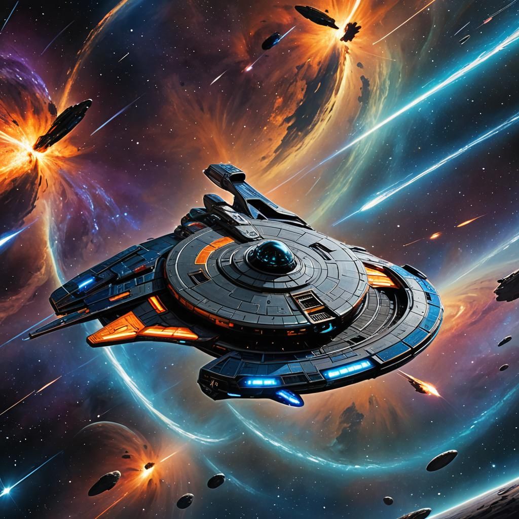 Starships Merge in Sci-Fi Concept Art