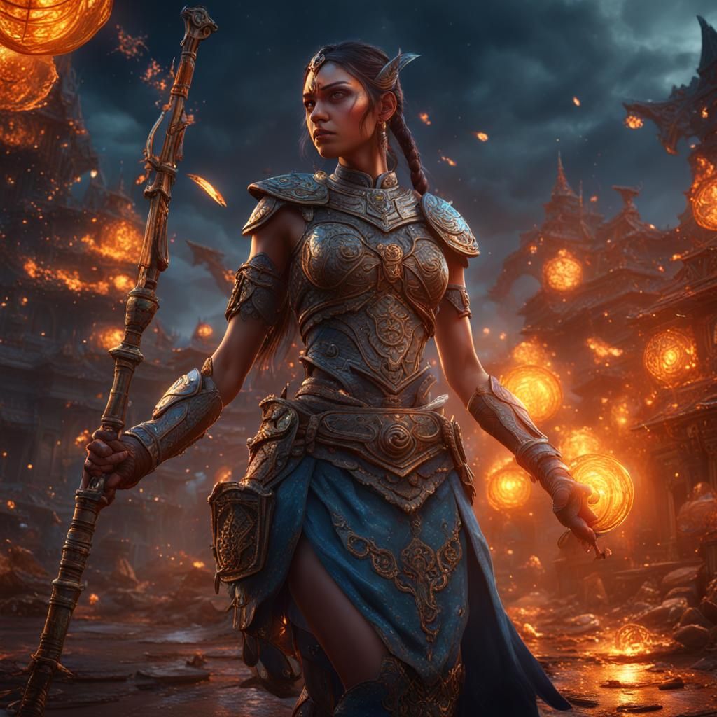 Detailed Samurai Girl in Fantasy Concept Art