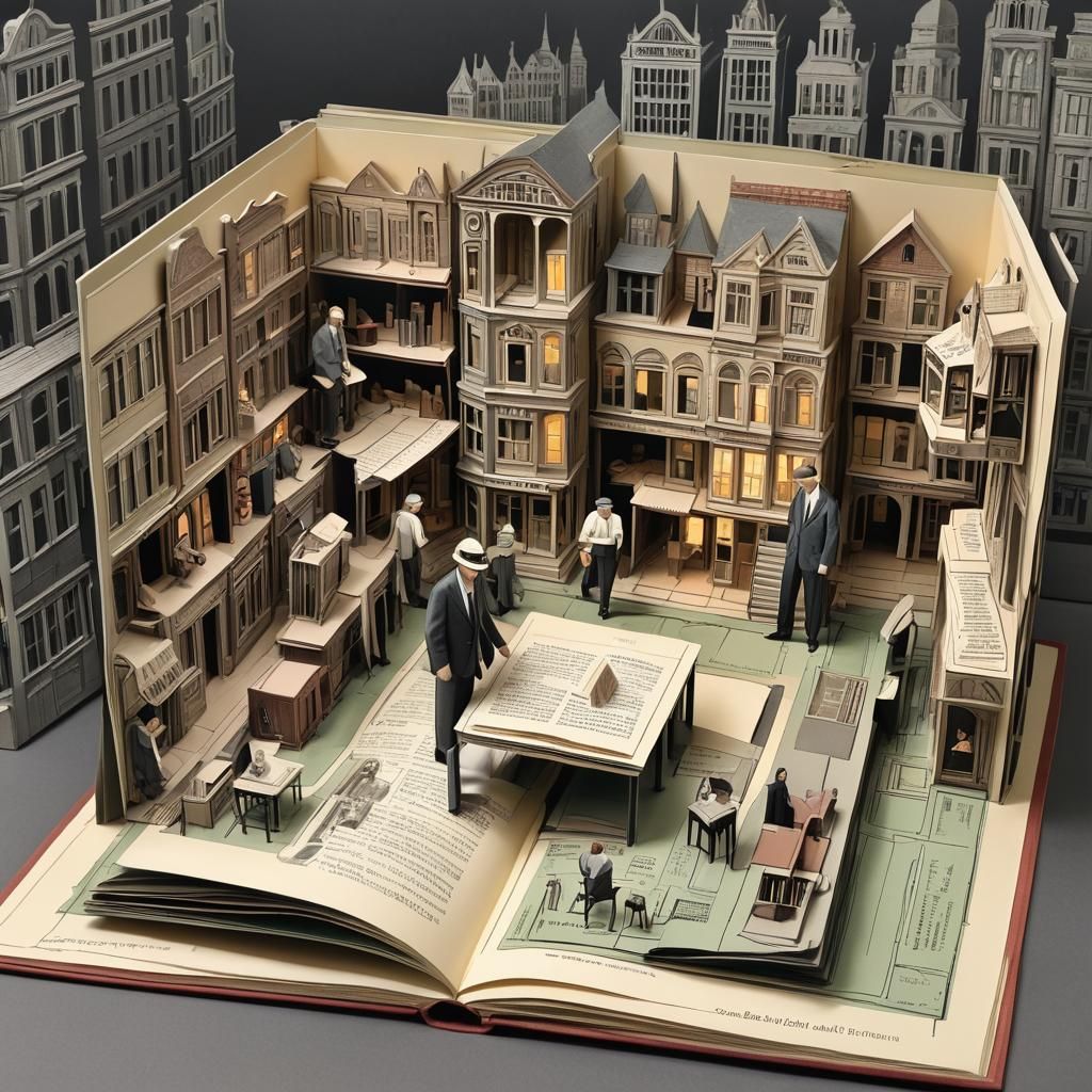 Pop-Up Book Illustration of Death of a Salesman