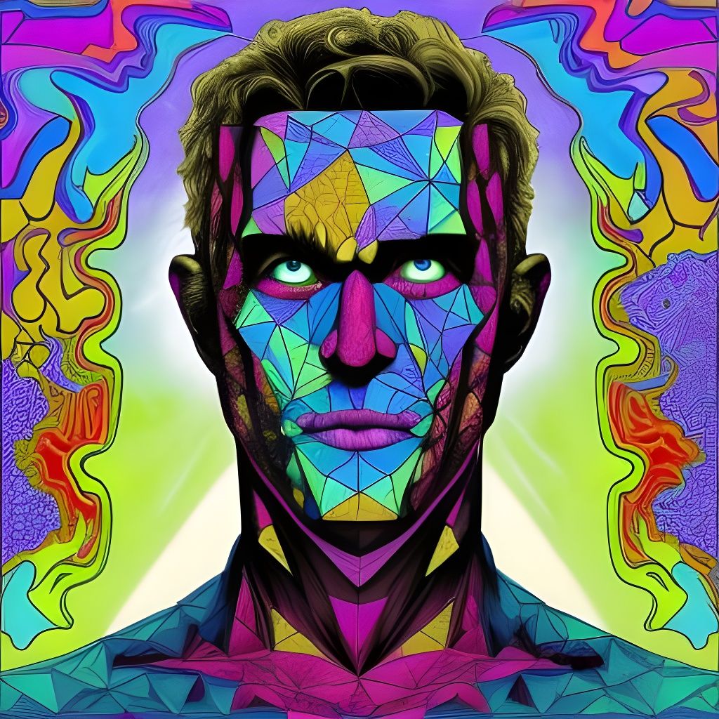 Fractal Polygon Human in Cubist Cosmos