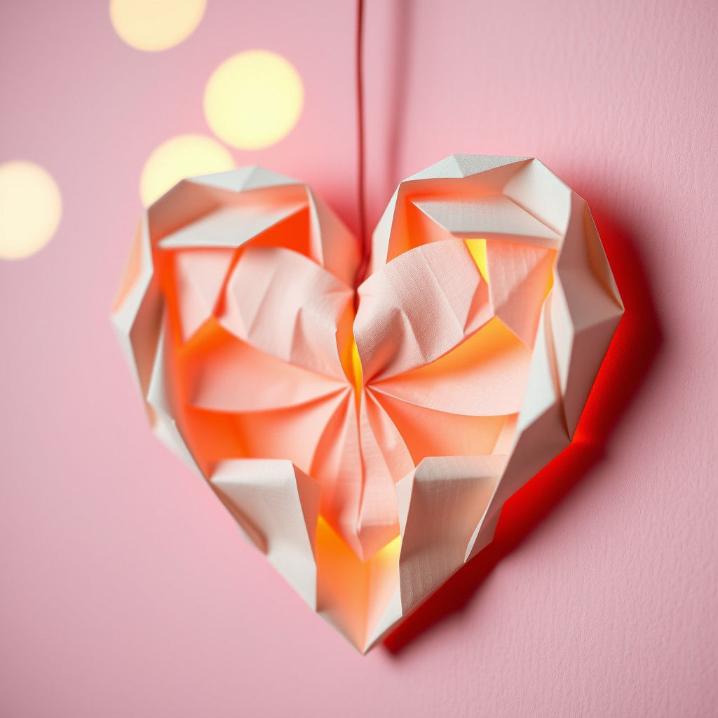 Origami Love Heart in Dreamy Papercraft Style