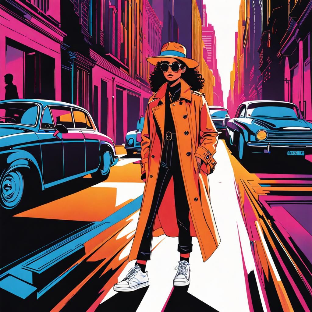 Teen Detective in Neon City, Cyberpunk Style