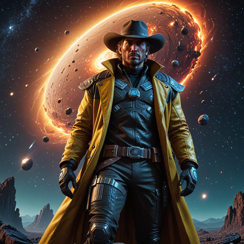 Space Cowboy Rides into the Neon Horizon