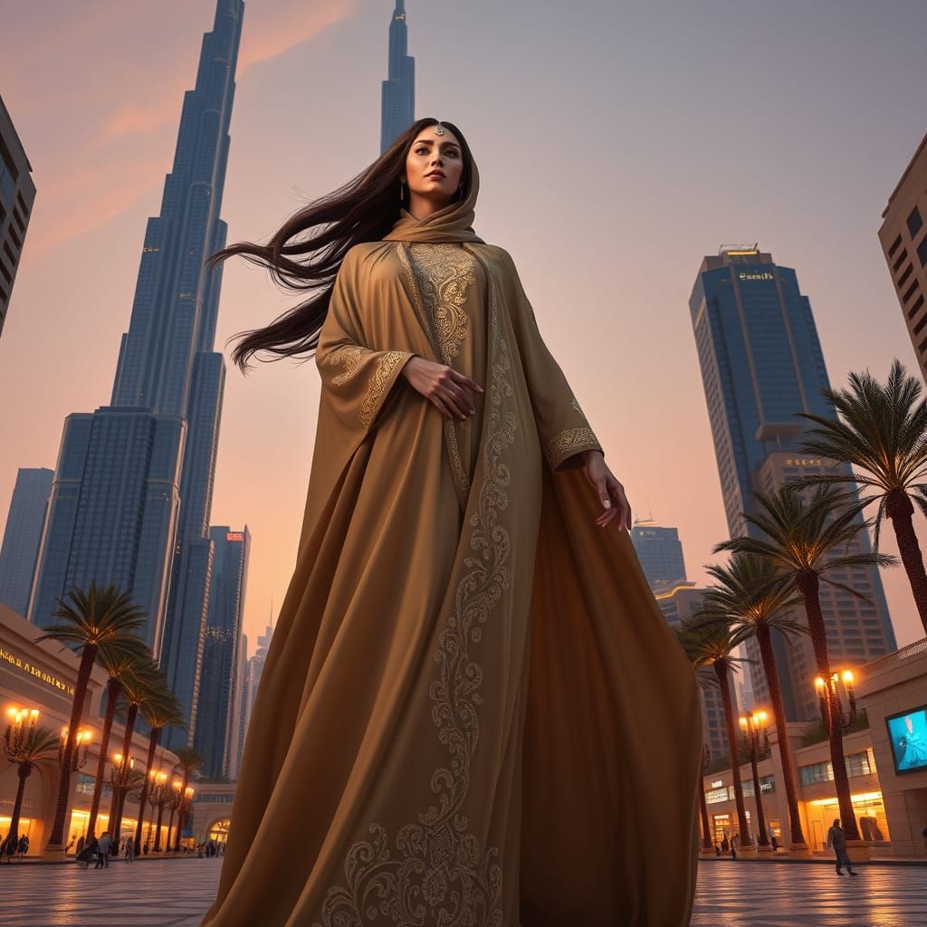 Elegant Woman Empowered by Burj Khalifa