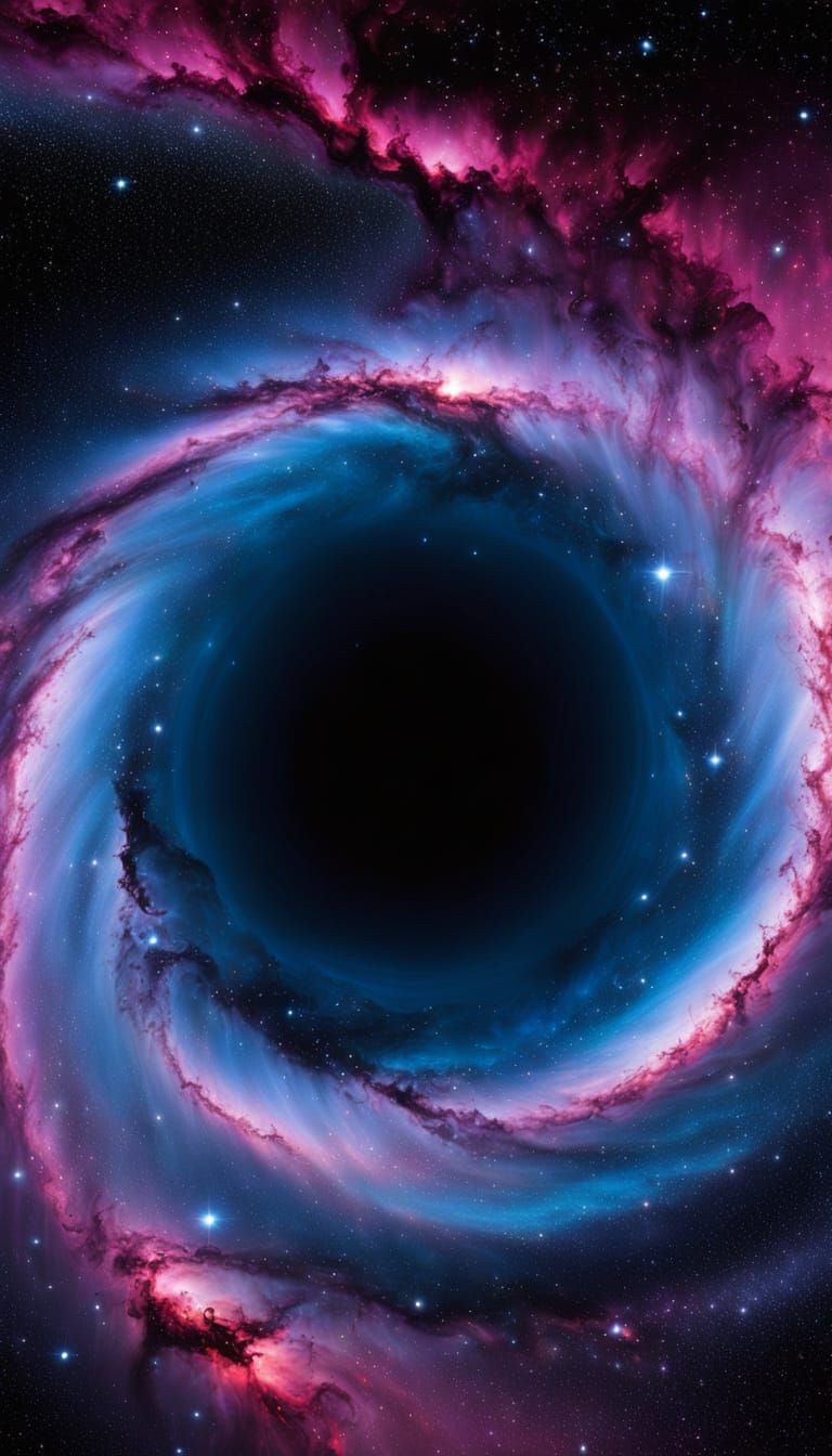 Nebula Starship Black Hole in Airbrush Style