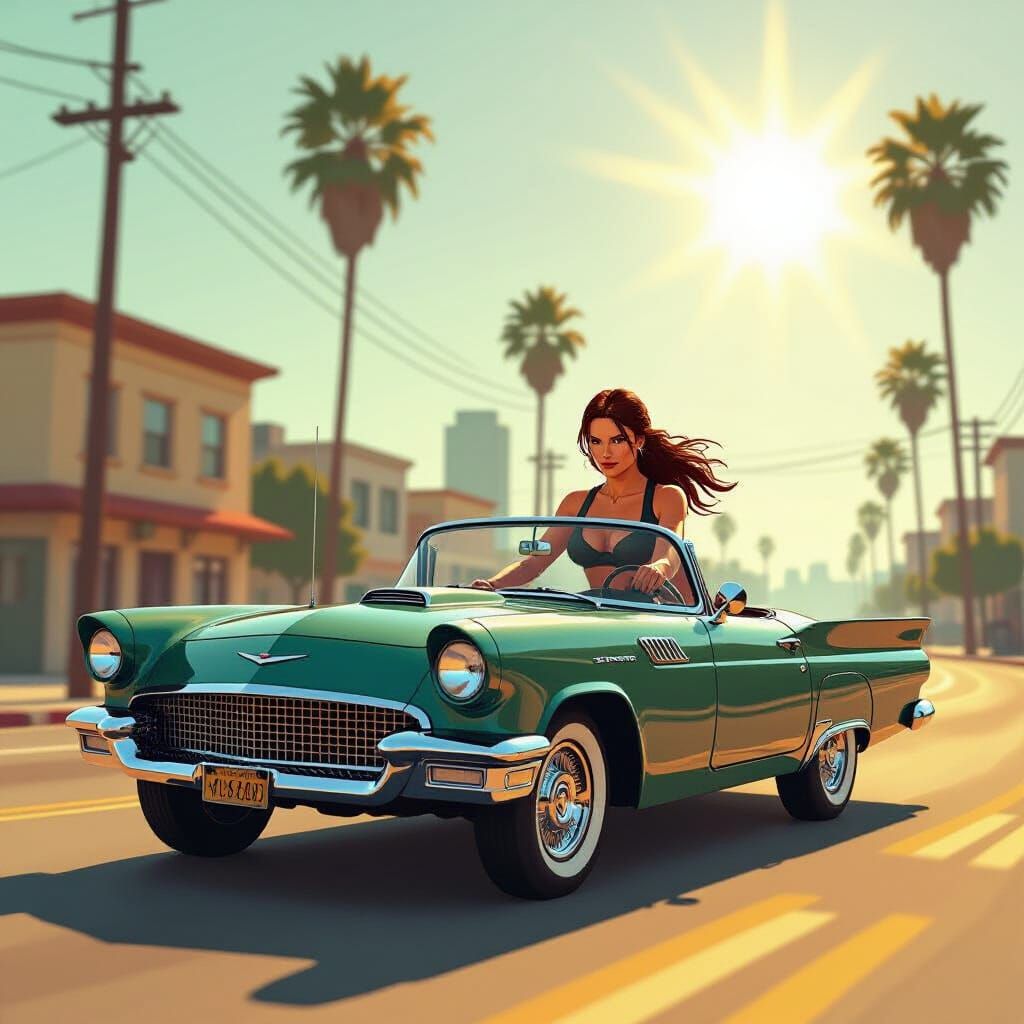 Lara Croft Drives in Los Santos, Early 2000s Style