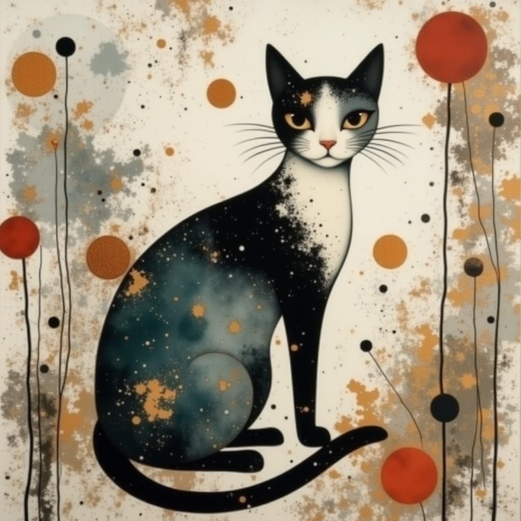 Art Nouveau Cat in Oil Paint Style