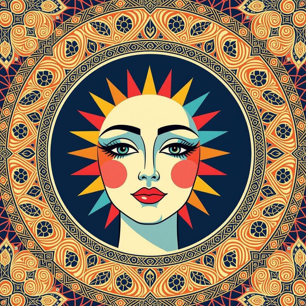 Retro Pinup Girl and Dolphin in Ocean Scene