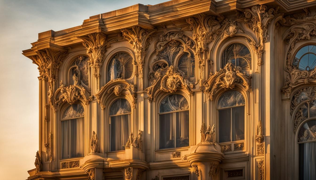 Art Deco Rococo Architecture in Golden Hour