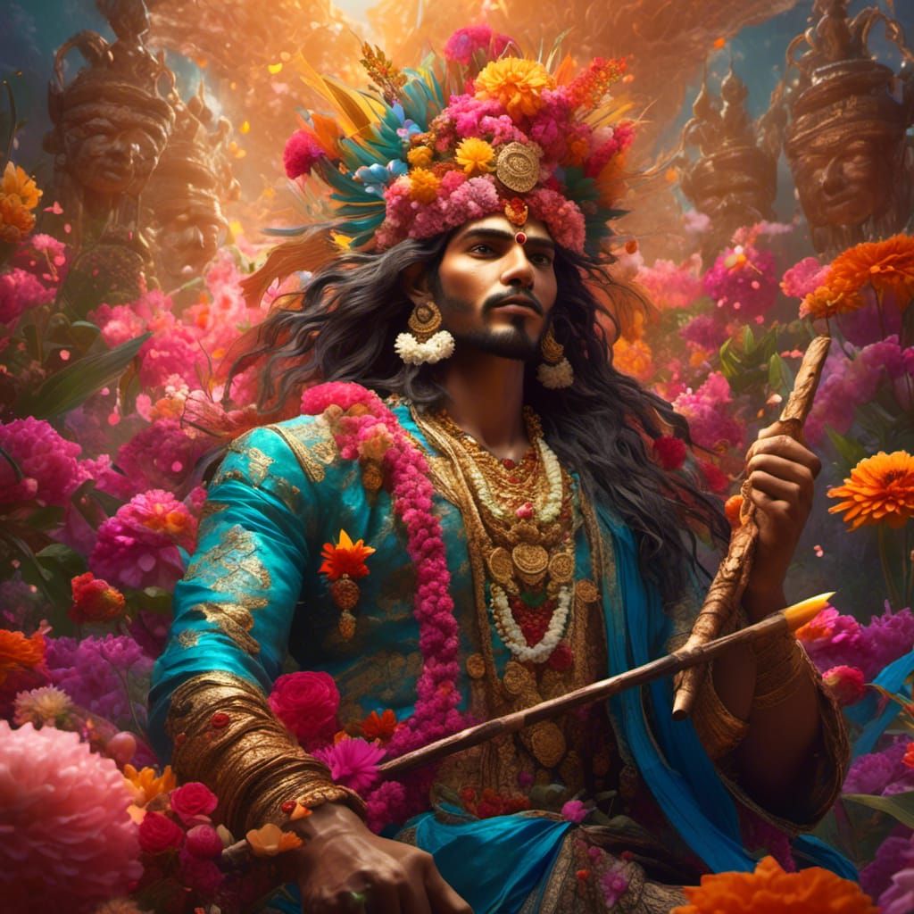 Kamadeva: Hindu God of Love in Hyperrealistic Style
