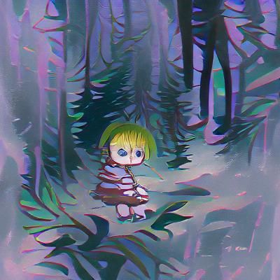 Lonely Figure Amidst a Misty Forest