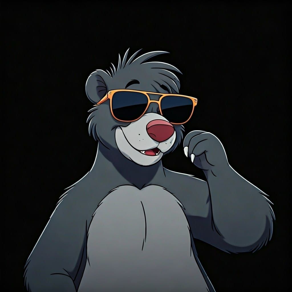 Baloo with Sunglasses in Anime Style