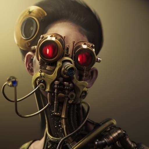 Steampunk Cyberpunk Horror Creature in Hyperrealism