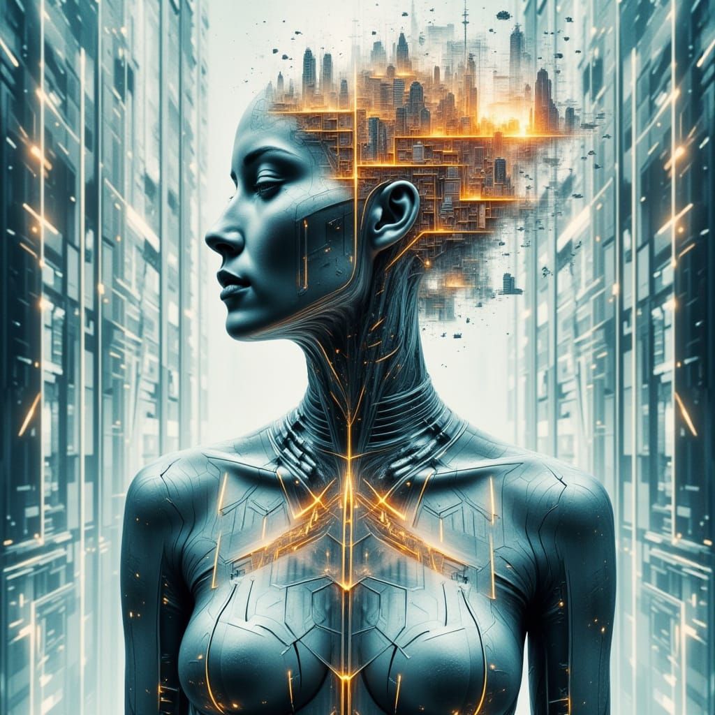 Composite Woman in Neo-Futurist Style