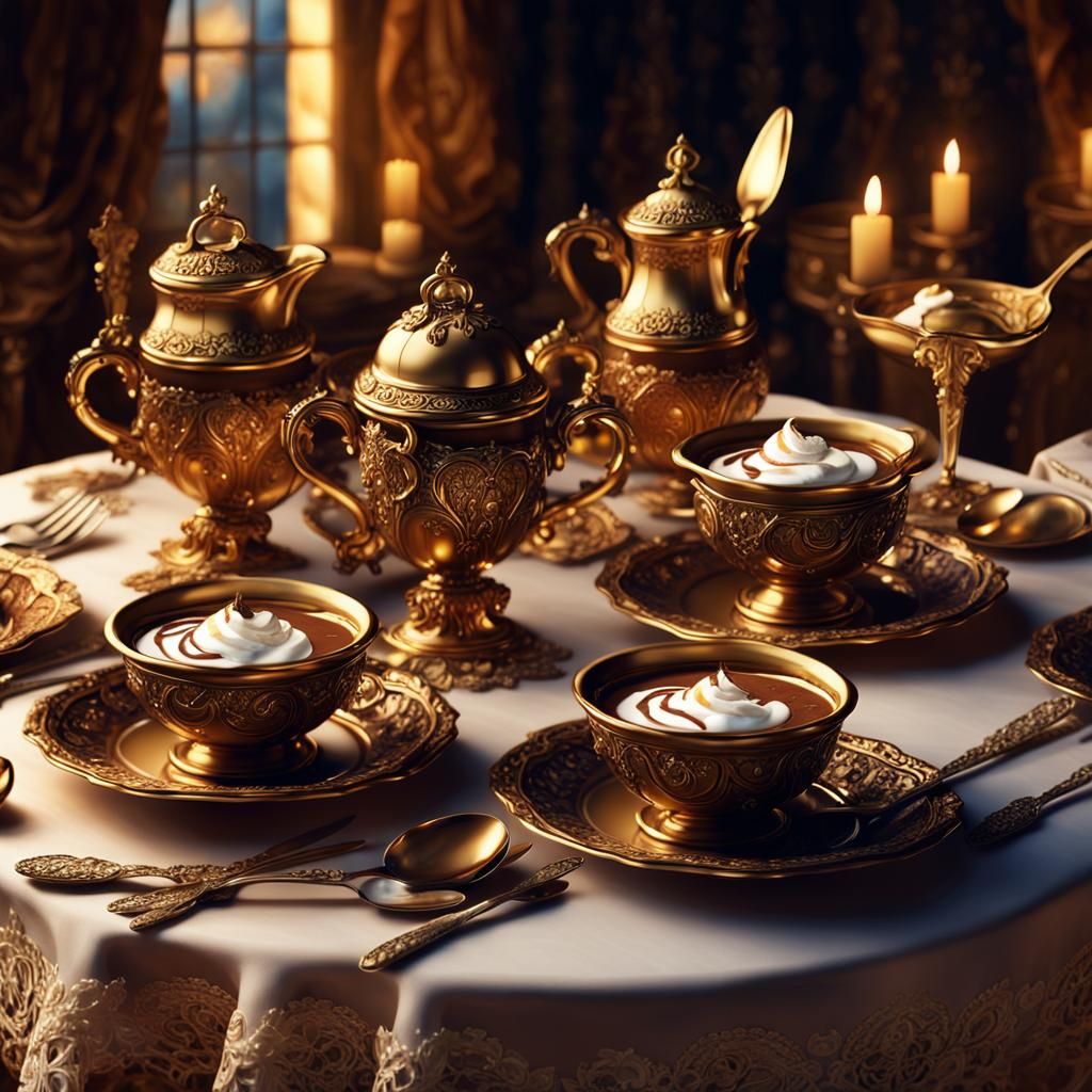 Renaissance Chocolate Pots de Creme Still Life