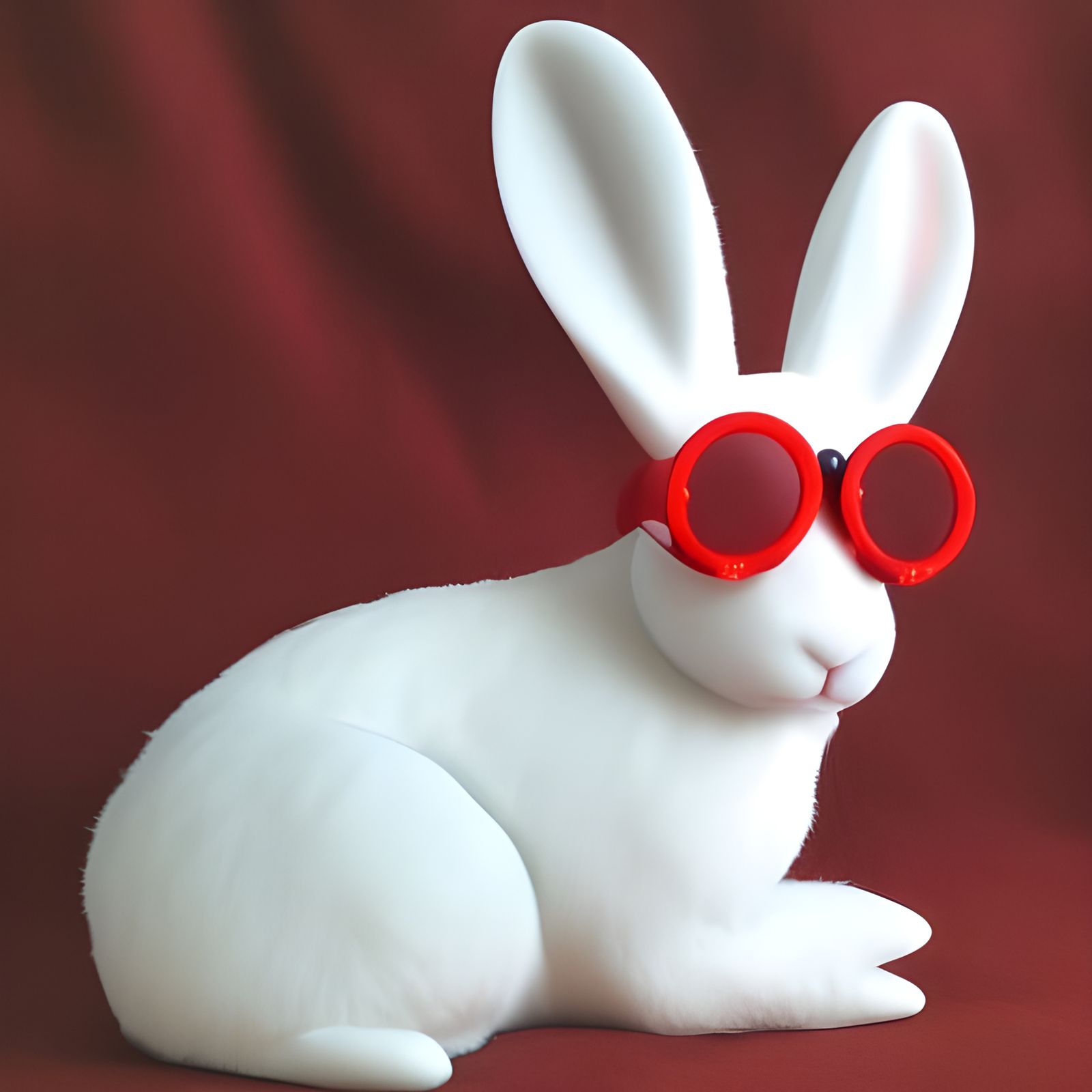 Bunny with Red Glasses, AI Generated
