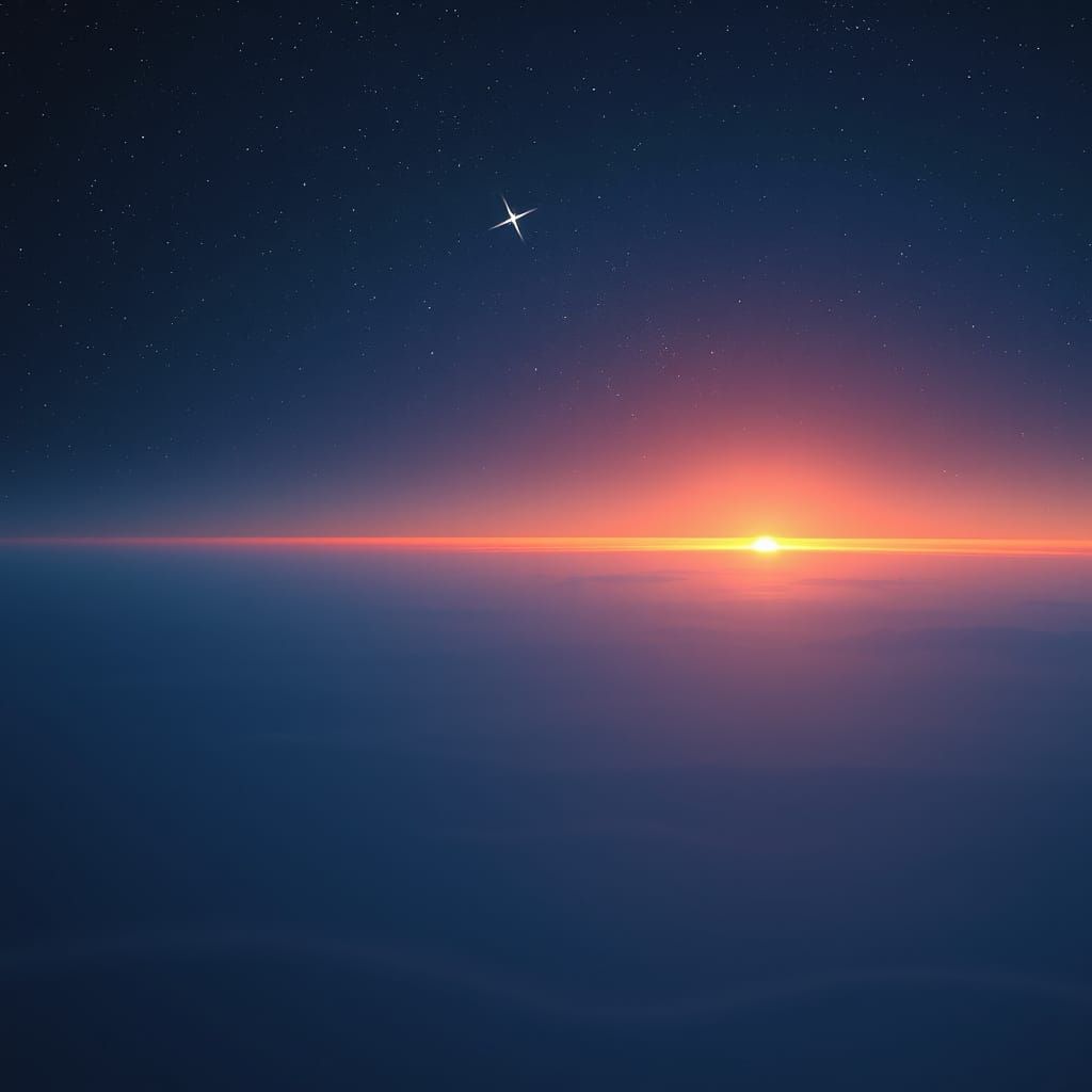 Dawn Breaks Over Ethereal Celestial Landscape