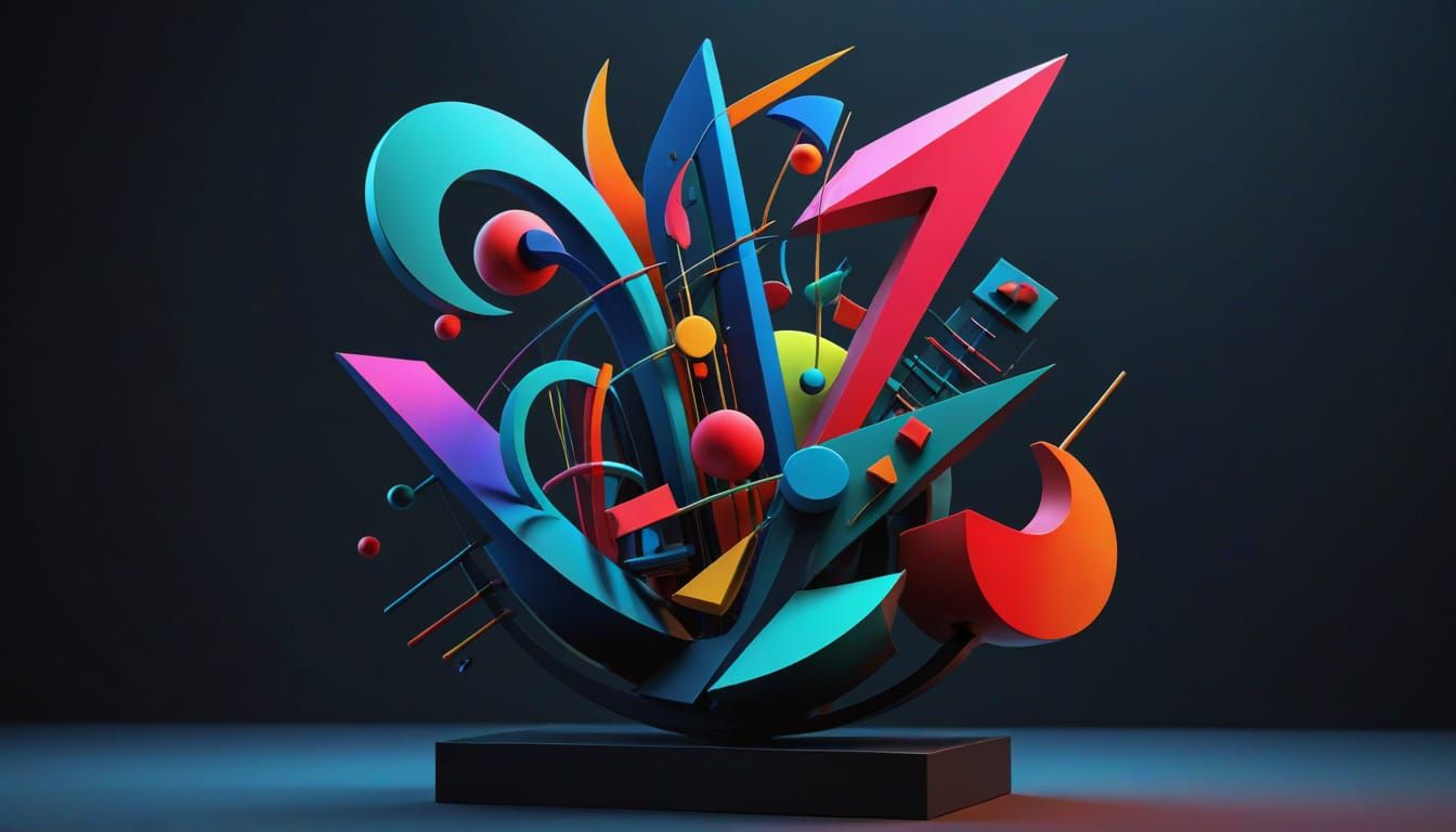 Abstract Sculptures in Electric Gradient Colors