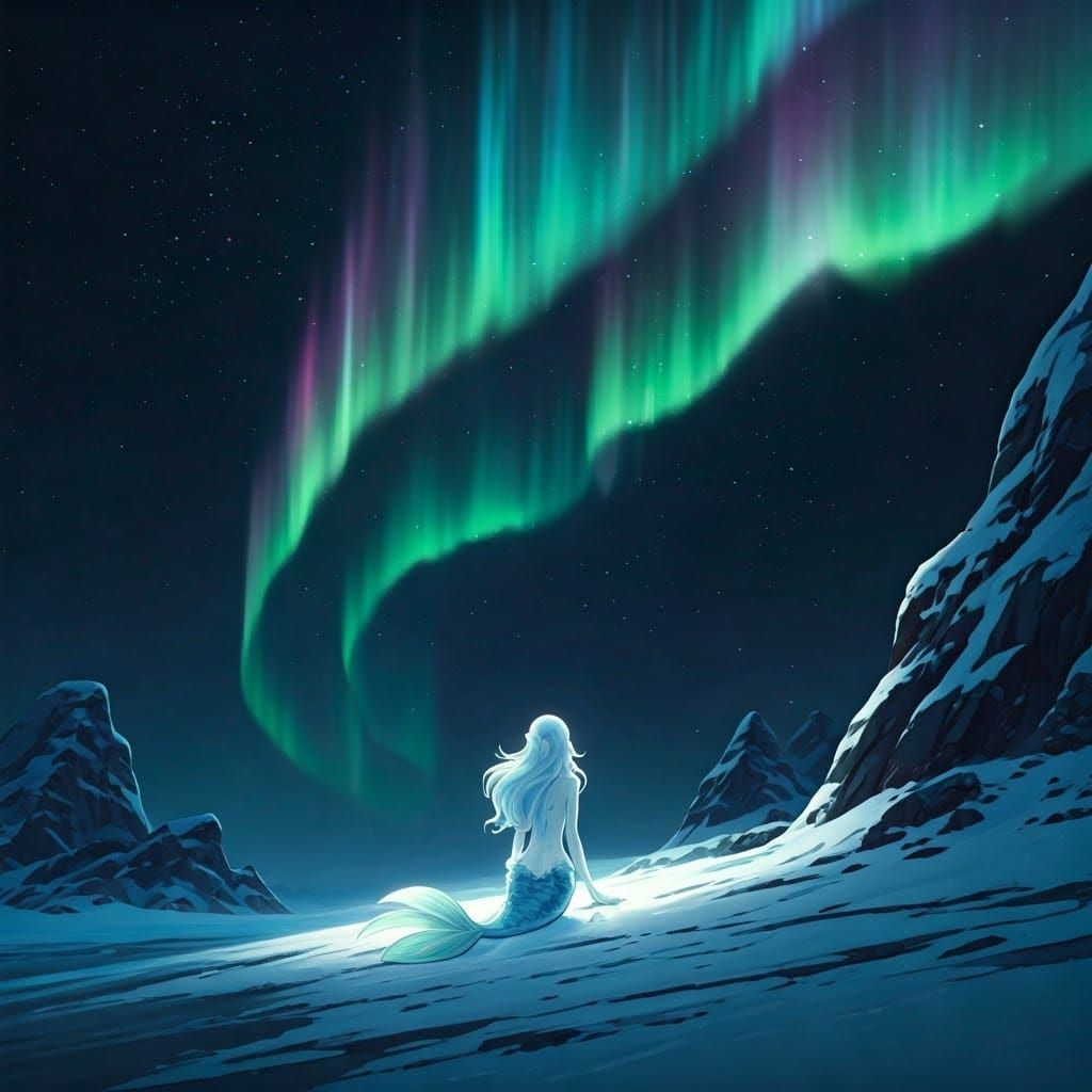 Ice Mermaid Watches Antarctic Aurora: Anime Key Visual