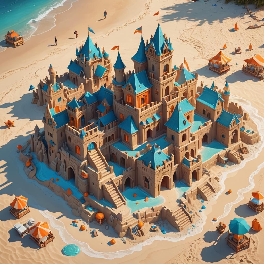 Stitch's Sandcastle: Fantasy Art on a Sunny Beach