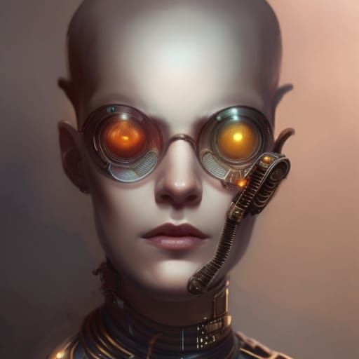 Steampunk Woman with Cybernetic Eye Portrait