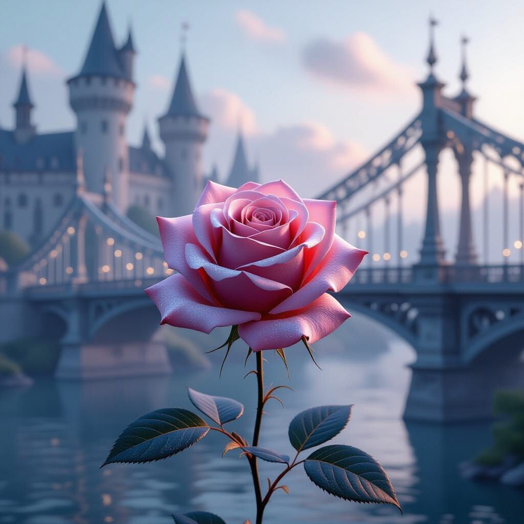 Ethereal Rose of Spider Silk and Castle