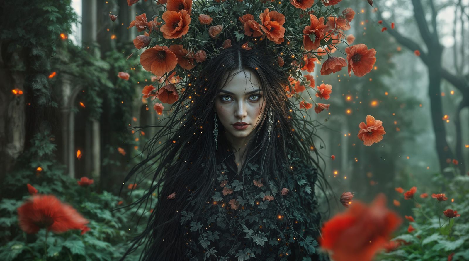 Ethereal Witch Amidst Forgotten Estate