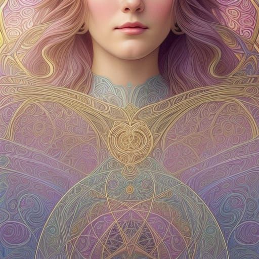 Ethereal Sorceress Weaves Algorithmic Spells Amidst Clouds i...