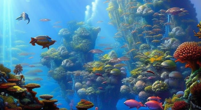 futuristic planet, underwater