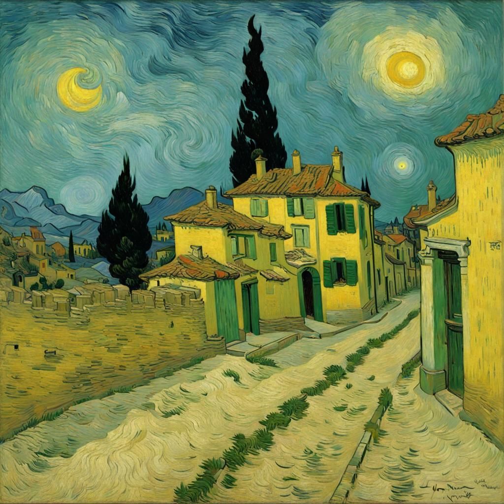 Prison Courtyard Painting in Van Gogh Style