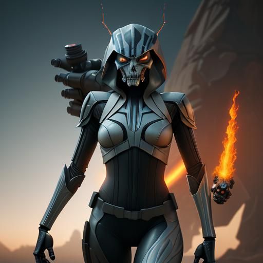 Ahsoka Tano as Ghost Rider in Sci-Fi Style