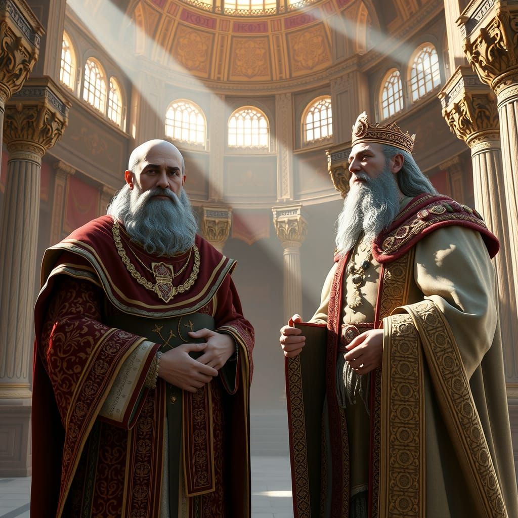 King Solomon and David in Jerusalem Temple