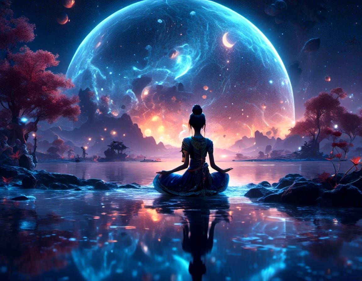 Magical Starry Night Reflection in Calm Sea